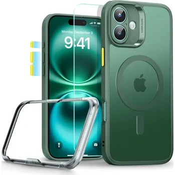 Náhradní kryt pro mobilní telefon Kryt a ochranné sklo ESR Classic Pro set Halolock Magsafe iPhone 16 Frosted Green