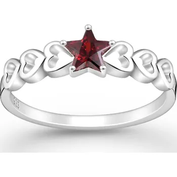 Prsten Stříbrný prsten Star ČERVENÝ 51