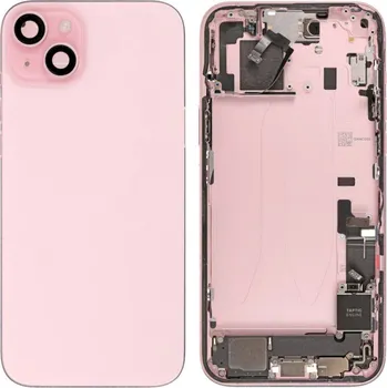 Náhradní kryt pro mobilní telefon Apple iPhone 15 - Zadní housing s předinstalovanými díly (Pink)