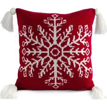 Povlak na polštářek Vánoční dekorativní povlak na polštář 45x45 cm – Červený s bílou vločkou DÁREK