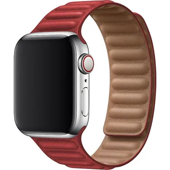 Řemínek na hodinky Kožený řemínek Leather Link pro Apple Watch (42/44/45 mm) Dark Red