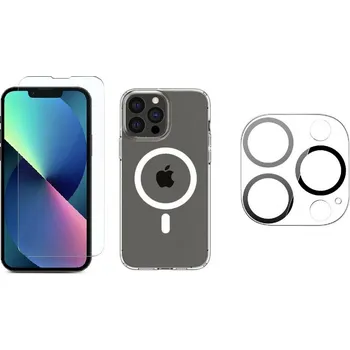 Náhradní díl pro mobilní telefon 3PACK - Ochranné sklo + Crystal Air kryt s Magsafe + ochranné sklíčko kamery pro iPhone 13 Pro Max