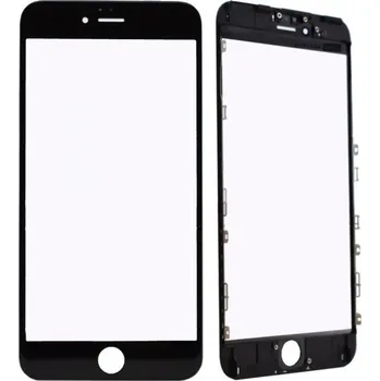 Náhradní kryt pro mobilní telefon Oleofobní náhradní černý přední sklo s rámem na iPhone 6