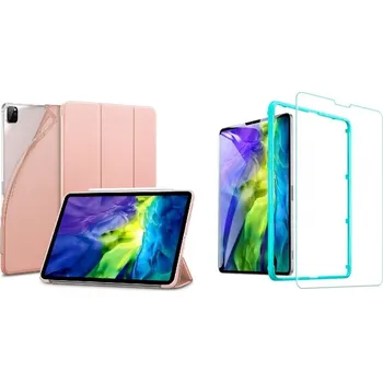 Náhradní kryt pro mobilní telefon TriFold Smart Case - Kryt se stojánkem pro iPad Pro 12.9" 2018/2020/2021 - růžový + ochranné tvrzené sklo