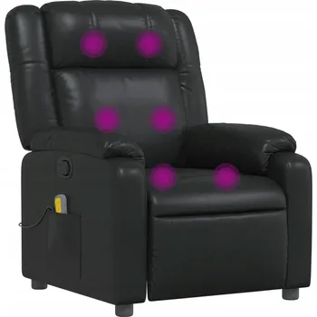 Křeslo Rozkládací masážní křeslo, černé, umělá kůže