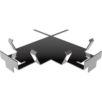 Rohový klip horní na hlavu terče (Rozměry 116×116 mm | tloušťka 1,0 mm | rohový úchyt pro dlažbu tloušťky 20 mm)