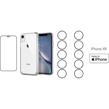 Náhradní díl pro mobilní telefon START PACK - hydrogelová ochranná fólie + 10ks fólie na zadní kameru + průhledný kryt pro iPhone XR