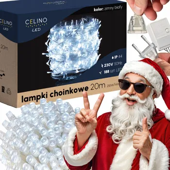 Vánoční dekorace Vánoční Osvětlení Na Stromeček 188 LED 20 m Venkovní barva Studená girlanda CELINO-HOME