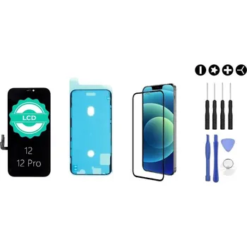 MULTIPACK - LCD displej iPhone 12/12 Pro + lepení pod displej + 3D ochranné sklo + sada nářadí