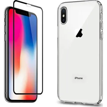 Náhradní kryt pro mobilní telefon 2PACK - 3D ochranné sklo + průhledný kryt pro iPhone X/XS