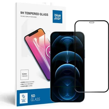 Náhradní kryt pro mobilní telefon Ochranné tvrzené sklo - Apple iPhone 12/12 Pro 5D Full Cover black