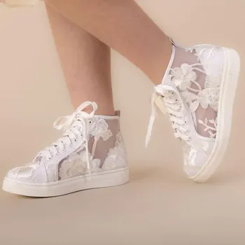 Dívčí tenisky StudioAgnesDívčí boty Sneaker CAMERON tenisky krajka ivory Barva: Off-White - smetanová, Velikost: 33, Materiál: Krajka