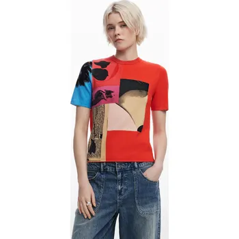 Dámské tričko Dámské triko DESIGUAL 25SWTKAL 3136 TS RED COLLAGE LACROIX Velikost: XS