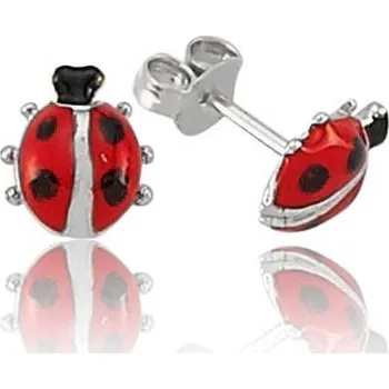 Náušnice stříbrné dětské náušnice Berušky ČERVENÉ