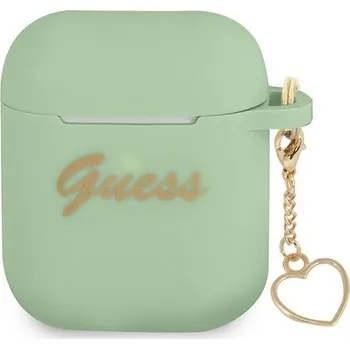 Náhradní kryt pro mobilní telefon Kryt Guess Case Apple AirPods 1/2 Gua2Lschsn (Silicone Charm Heart Collection) Green