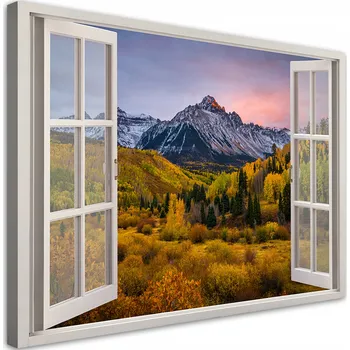 Obraz Obraz na plátně, Výhled z okna Hory les příroda 60x40