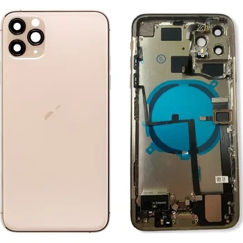 Náhradní kryt pro mobilní telefon Apple iPhone 11 Pro Max - Zadní housing s předinstalovanými díly (Gold)