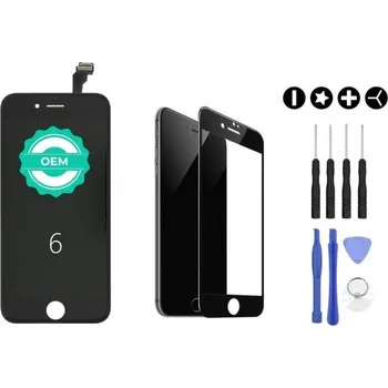 MULTIPACK - Černý LCD displej iPhone 6 + 3D ochranné sklo + sada nářadí