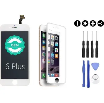 MULTIPACK - Bílý LCD displej iPhone 6 Plus + 3D ochranné sklo + sada nářadí