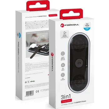 Bezdrátová nabíječka Forcell F-Energy Ellipse Wireless Charger 3v1 kompatibilní s Apple Qi Qc 15W black