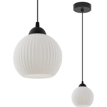 Závěsné svítidlo Riffle Round, 1x bílé skleněné stínítko, b