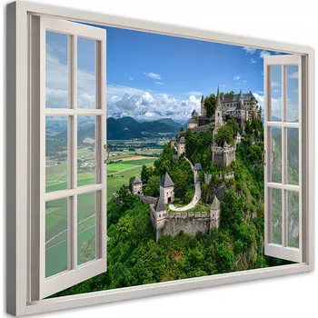 Obraz Obraz na plátně, Pohled z okna Zámek krajina příroda 100x70