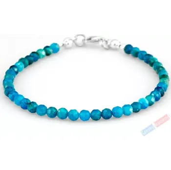 Náramek Náramek z broušeného sytě tyrkysového apatitu QA, stříbro Ag 925/1000, kuličky cca 4 mm (AP3509NS)