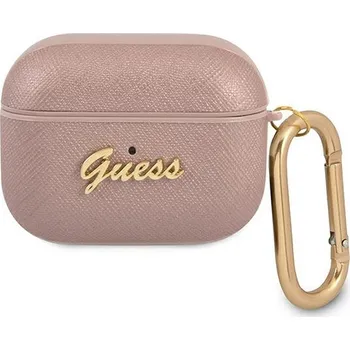 Náhradní kryt pro mobilní telefon Kryt Guess Case Apple AirPods Pro Guapsasmp (Saffiano Script Metal Collection) Pink