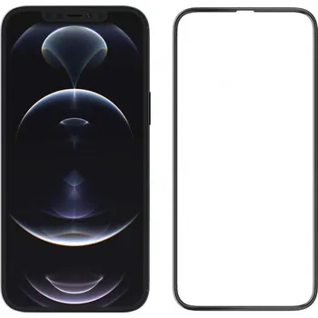 Telefonní příslušenství 5D hybridní ochranné sklo iPhone 12/12 Pro s vyvýšenými okraji - černý