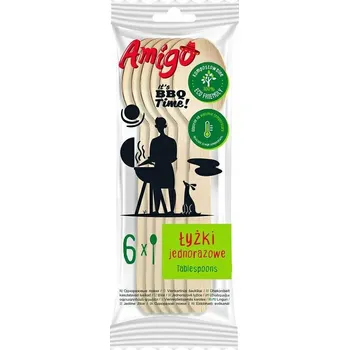 Příbor Lžíce na jedno použití Amigo dřevěné 12 kusů