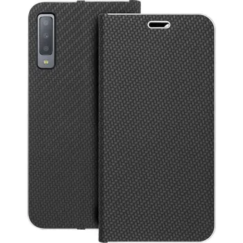 Náhradní kryt pro mobilní telefon Kryt Forcell LUNA Book Carbon Samsung Galaxy A7 2018 černý