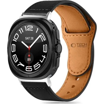 Řemínek na hodinky Řemínek Tech-Protect Leatherfit Samsung Galaxy Watch Ultra (47 mm) black