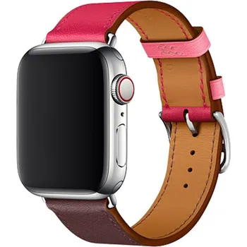 Řemínek na hodinky Kožený řemínek pro Apple Watch (42/44/45 mm) Wine Red Rose