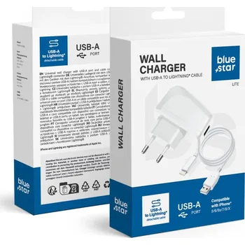 Nabíječka do sítě Blue Star Lite Travel Charger 1A 5W USB A + kabel USB A k Lightning Tfk-Tc-1095B white