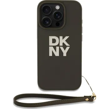 Náhradní kryt pro mobilní telefon DKNY PU Leather Stack Logo Wrist Strap Zadní Kryt pro iPhone 16 Pro Max Green