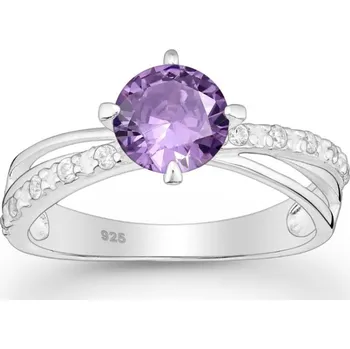 Prsten Stříbrný prsten Zenda FIALOVÝ 51