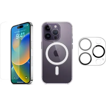 Náhradní díl pro mobilní telefon 3PACK - Ochranné sklo + Crystal Air kryt s Magsafe + ochranné sklíčko kamery pro iPhone 14 Pro Max
