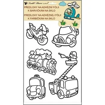 Předlohy na malování na sklo s vyvýšenou konturou 30 x 21 cm, dopravní prostředky motorka