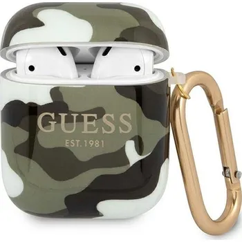 Náhradní kryt pro mobilní telefon Kryt Guess Case Apple AirPods 1/2 Gua2Ucama (Camo Collection) Khaki