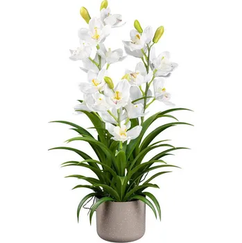 umělá květina Umelá kvetina Cymbidium bílá v květináči, 70cm