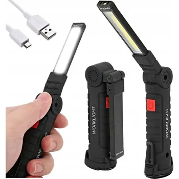 Svítilna Dílenská Lampa Skládací Svítilna s Magnetem Hákem Přenosná 5v1 COB USB