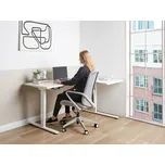 Nastavitelný pravý rohový psací stůl bílá deska bílý ocelový rám 160 x 59 cm elektrické nastavení výšky moderní design ve tvaru L Beliani