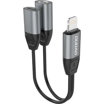 DUDAO adaptér konektor - 2x Lightning - 3,5mm audio port černý
