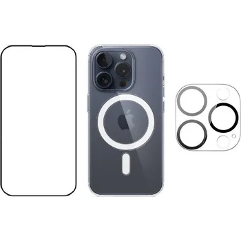 Náhradní díl pro mobilní telefon 3PACK - Hydrogel + Crystal Air kryt s Magsafe + ochranné sklíčko kamery pro iPhone 15 Pro