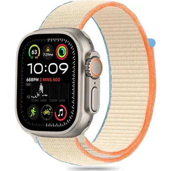Módní doplněk Řemínek Tech-Protect Nylon Apple Watch 6 / 7 / 8 / 9 / 10 / SE / Ultra 1 / 2 (44 / 45 / 46 / 49 mm) Cream