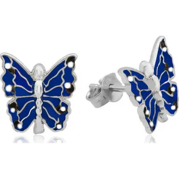 Náušnice stříbrné dětské náušnice Butterfly MODRÉ