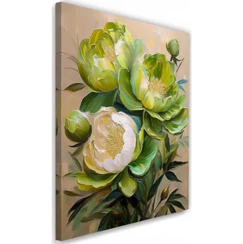 Obraz Obraz na plátně , Květiny malované Pivoňka zelené 60x90