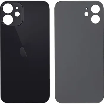 Náhradní kryt pro mobilní telefon Apple iPhone 12 - Zadní sklo krytu se zvětšeným otvorem na kameru (Black)