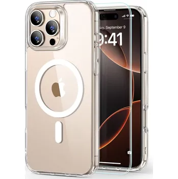Náhradní kryt pro mobilní telefon 2PACK Kryt a ochranné sklo ESR Classic Hybrid Halolock Magsafe a tvrzené sklo iPhone 16 Pro Max Clear