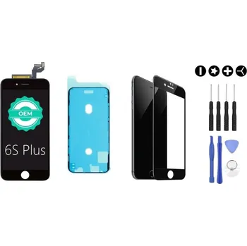 MULTIPACK - Černý LCD displej iPhone 6S Plus + lepidlo na LCD (lepení pod displej) + 3D ochranné sklo + sada nářadí